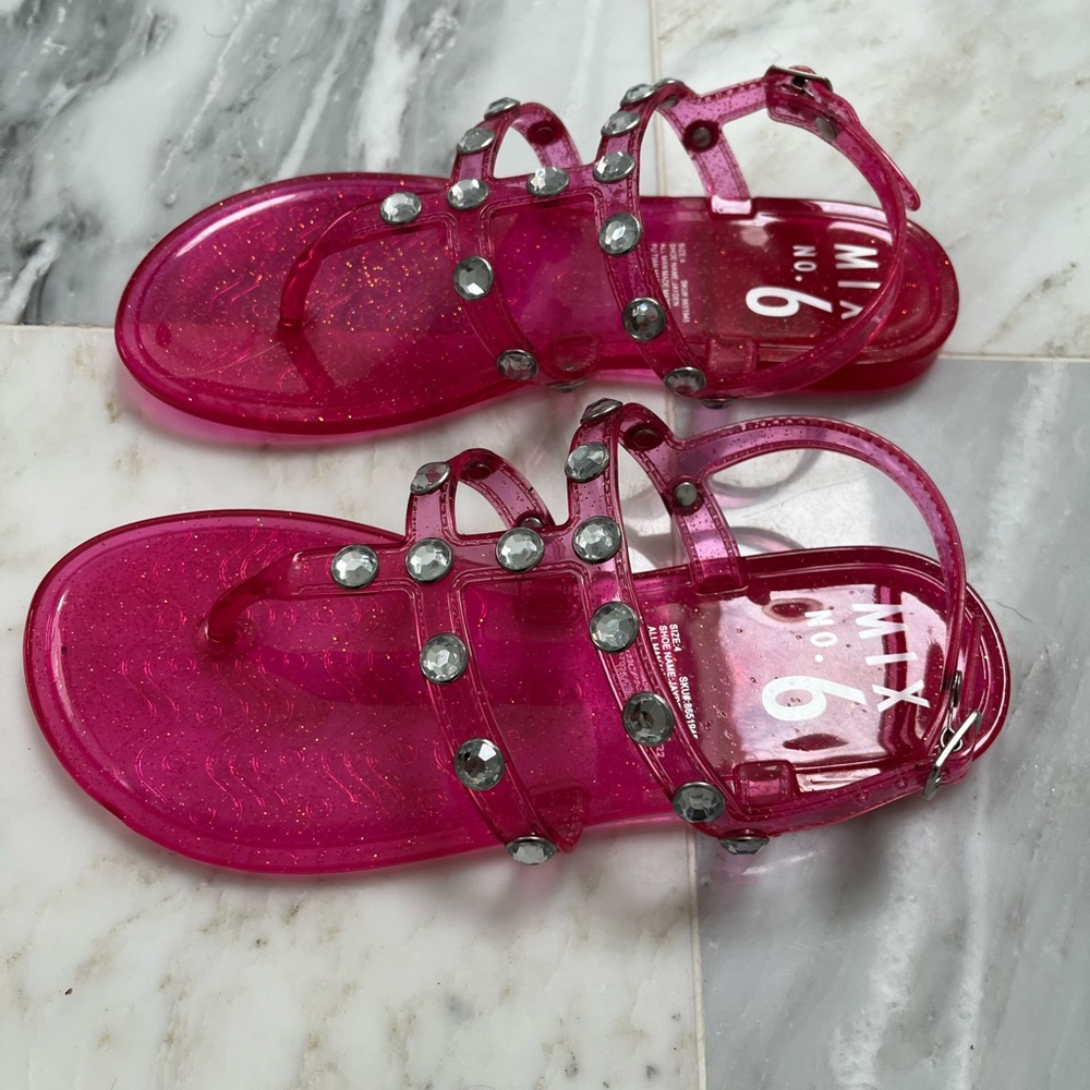 MIX no 6 Pink Jelly Sandals with Sparkling Studs